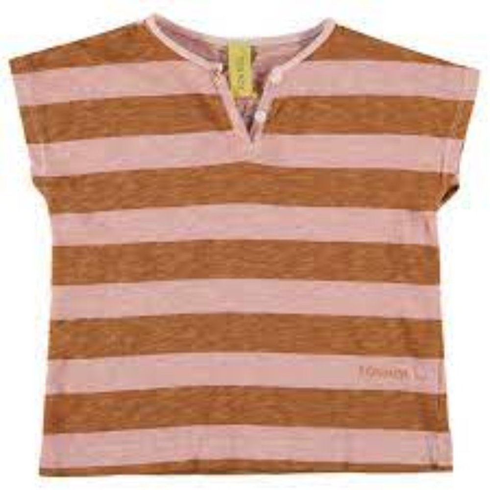 Bonmot Rose + Mustard Vintage Henley Shirt - 6-12M